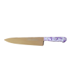 Cuchillo de Cocina Enterizo 20 cm Titanio Bronce - Mango Metacrilato Lila-Blanco